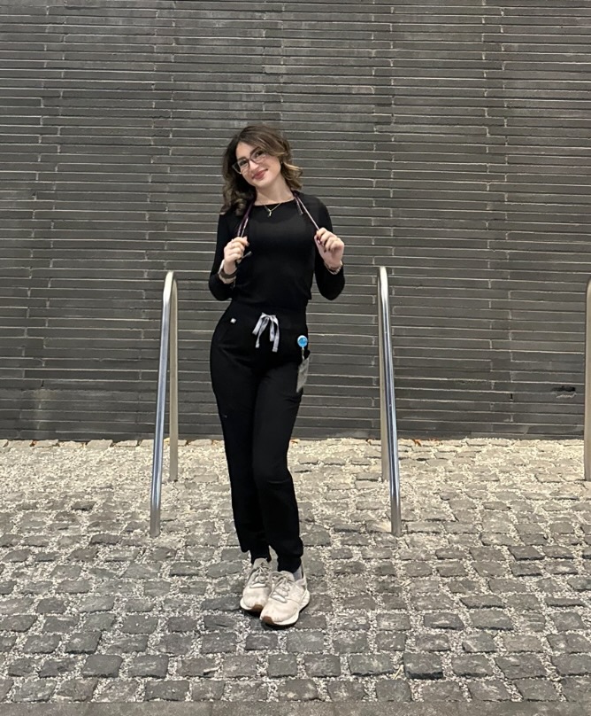 Hannah Stetson in front of HSB